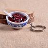 Key rings simulation chinese food blue and white porcelain bowling keychain car keyrings LS
