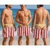 Maillot de bain amusant pour homme, Short à motif pop-corn et fesses poilues, Short de plage à rayures rouges et blanches, Cadeau gag pour lui, Maillot de bain pour enterrement de vie de garçon