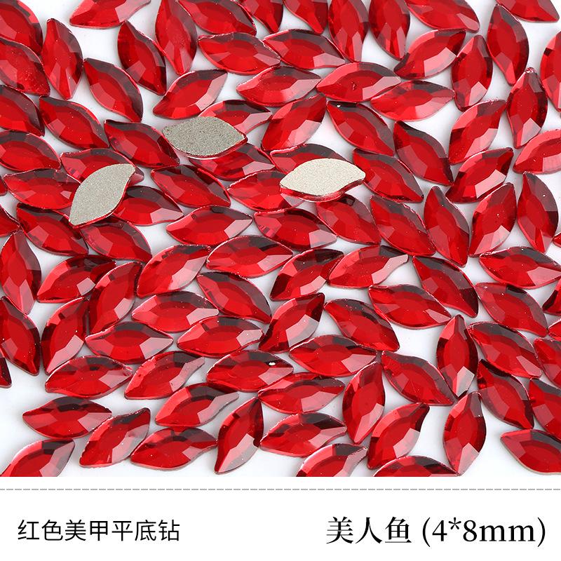 Red Nail Art Jewelry Drill Flat Bottom Special-Shaped Drill Water Drop Horse Eye New Year'S Red Nail Glass Sticker Drill