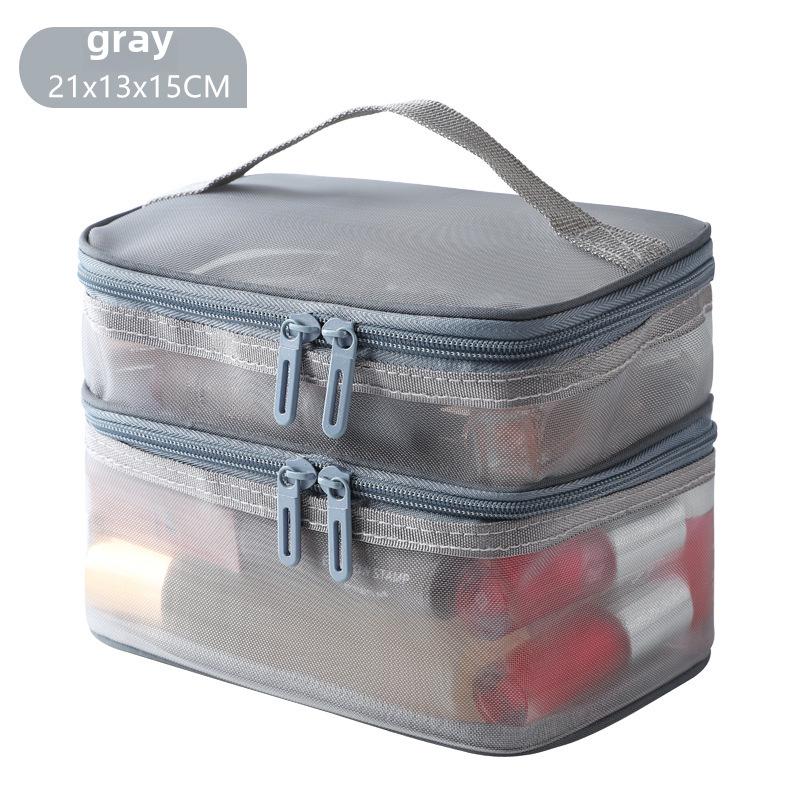 2024 Women's Double Layer Mesh Cosmetic & Toiletry Organizer – Large Capacity, Portable