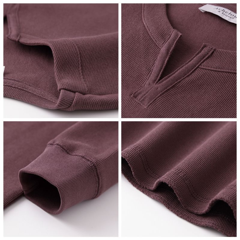 American Vintage Trend Autumn Winter New Men Solid V-Neck Fashion Casual All-match Long Sleeve Loose Pullovers Sweatshirts Tops