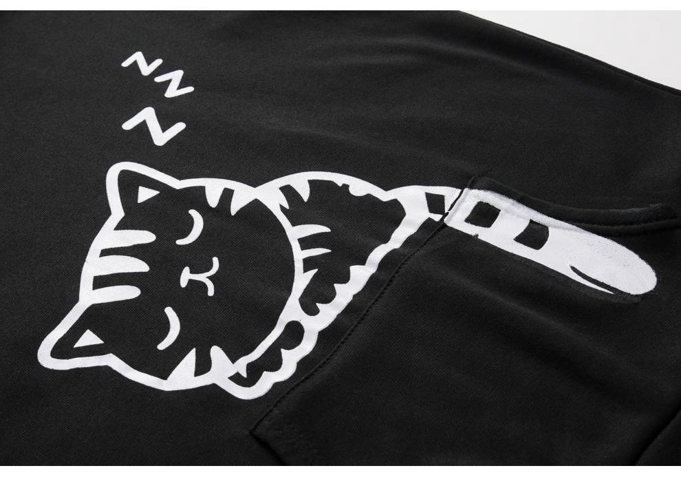 2022 Popular Women's Loose Fleece Hoodie with Cat Print Design