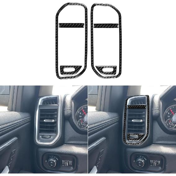 Real Soft Carbon Fiber Car Gear Shift Control Panel 2/4WD Switch Button Dashboard Trim Sticker Compatible with Dodge Ram 1500/2500/3500