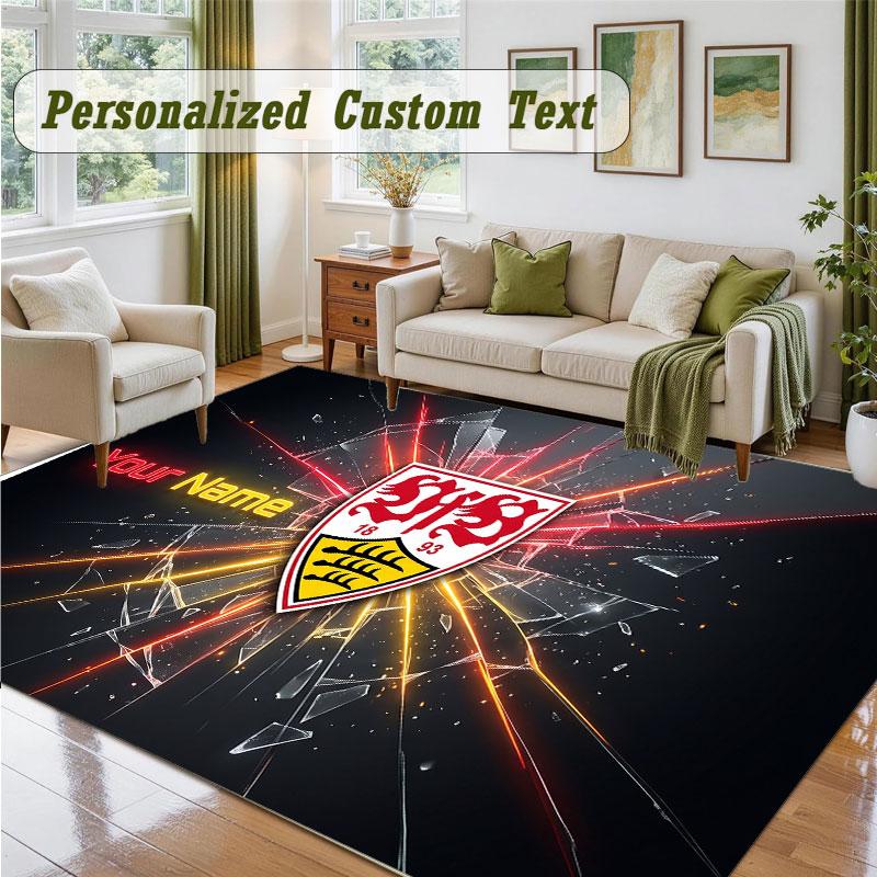 Crystal Velvet Square Rug Custom NameVfB Stuttgart FC Pattern Non Slip Home Floor Decor Rug