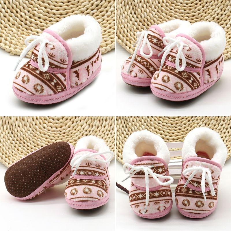 Baby First Walkers Winter Soft Soled Cotton Fabric Toddler Keep Warm Print Shoes