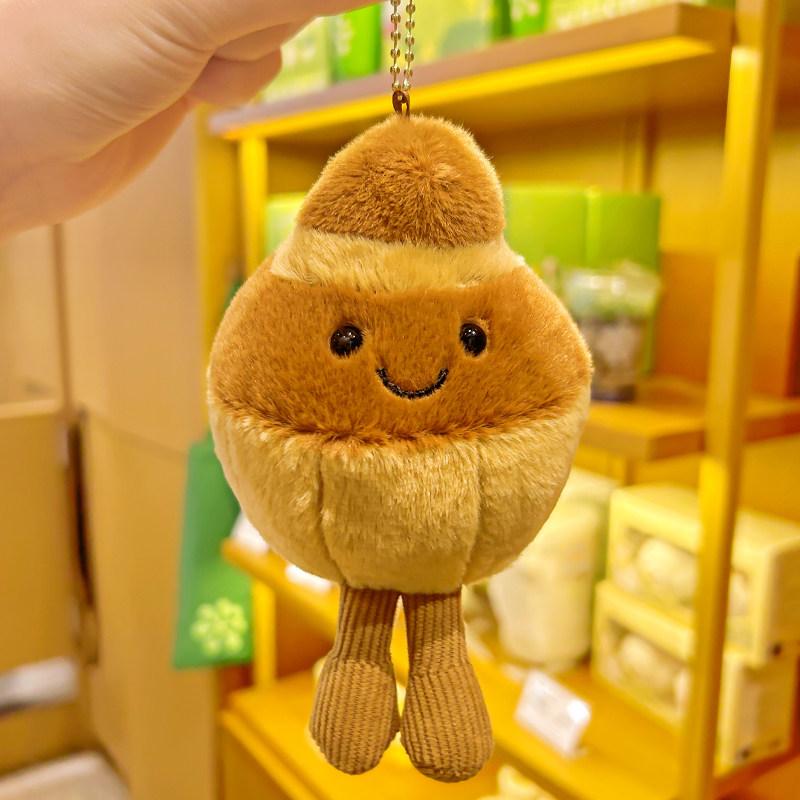 Creative and Cute Brioche Bread and Cheese Plush Keychain Bag Pendant Afternoon Tea Key Chain for Friends