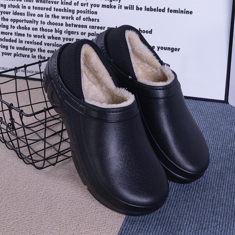 Men Cotton Slippers Winter Thickened Velvet Thick-Soled Heel Cotton Slippers Cold-Proof And Warm Casual Home Cotton Slippers