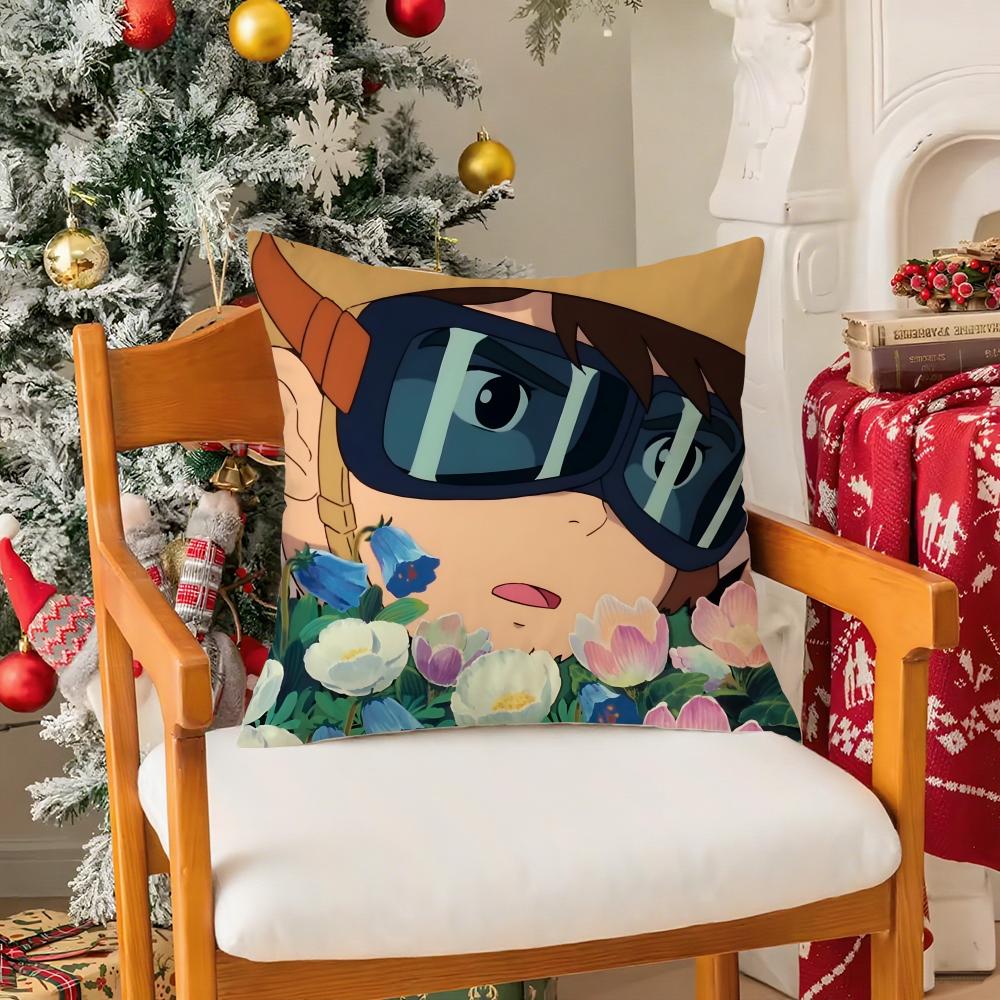 Anime L-Laputa C-Castle In The S-Sky Pillow Case Silky Elegant Comfort Sofa Bed Invisible Zipper