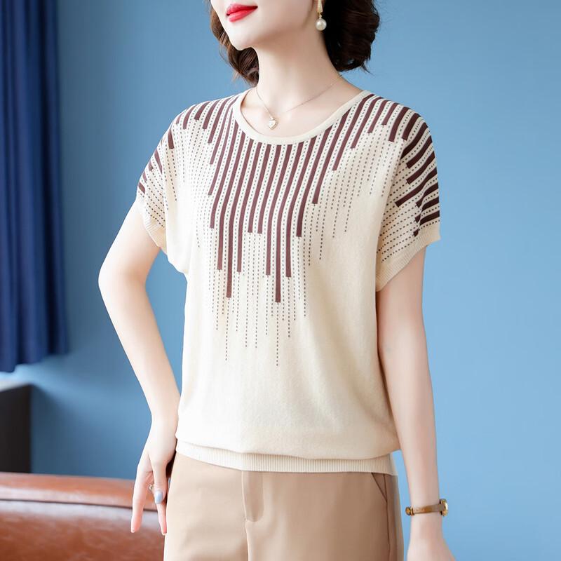 Women's Summer Striped Knitted Short Sleeve T-Shirt