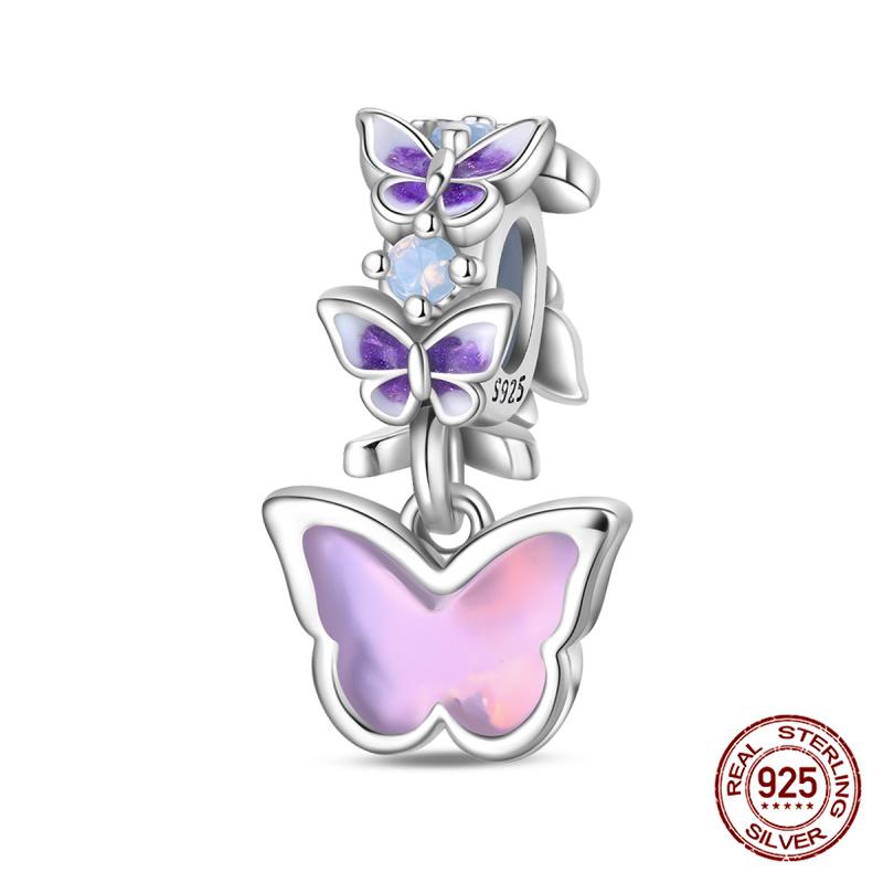 100% Copper Original Cat Couple Chain Beads Romantic Butterfly Charms Fit Bracelet Diy Jewelry Making Women Gift