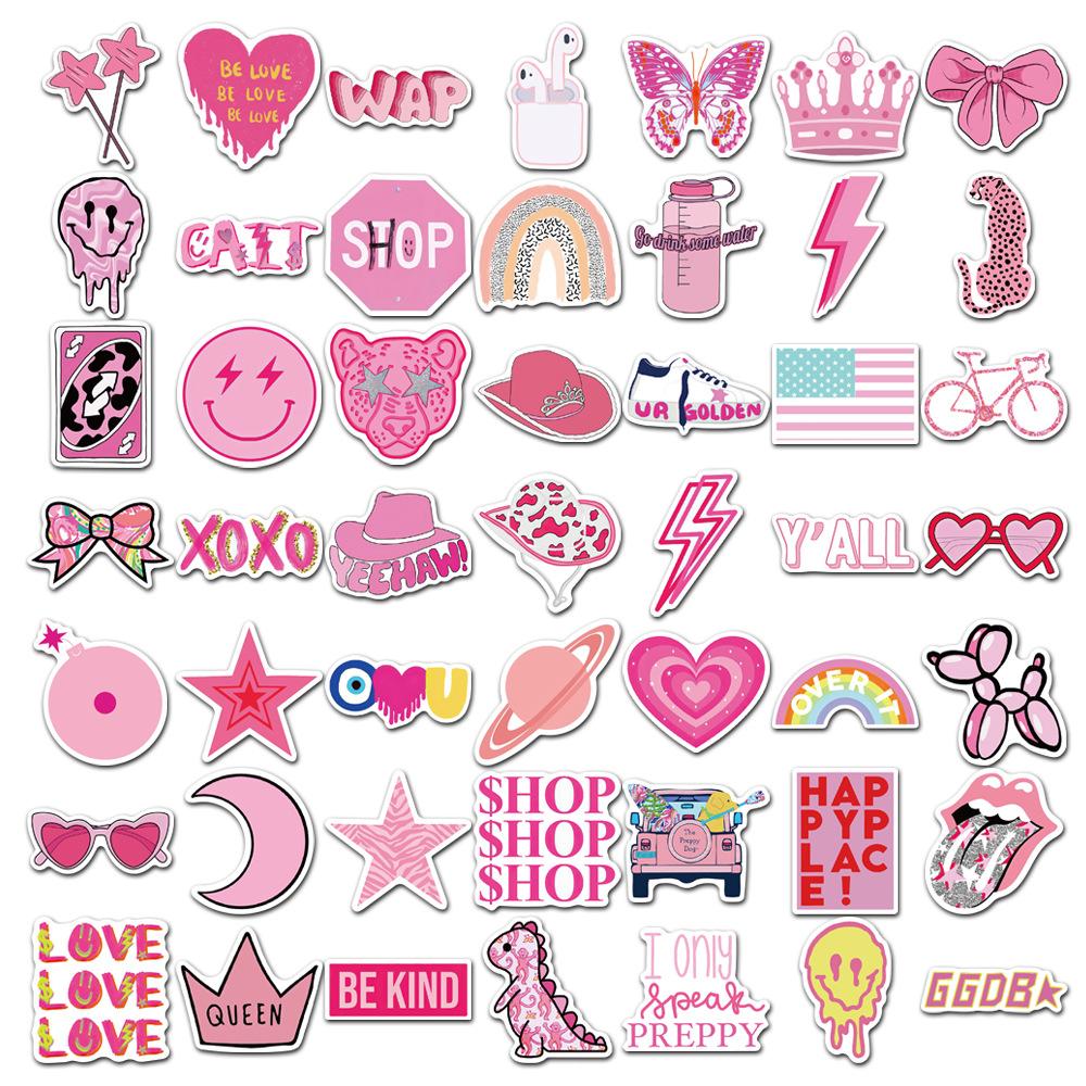 50pcs Cartoon College Style Graffiti Waterproof Stickers Creative Fridge Mug Skateboard Guitar Helmet Decoration Decals
