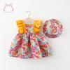 Summer Infant Girl Dress Floral Baby Girls Clothes Cotton Fashion Toddler Girls Dresses Kids Clothes + Hat