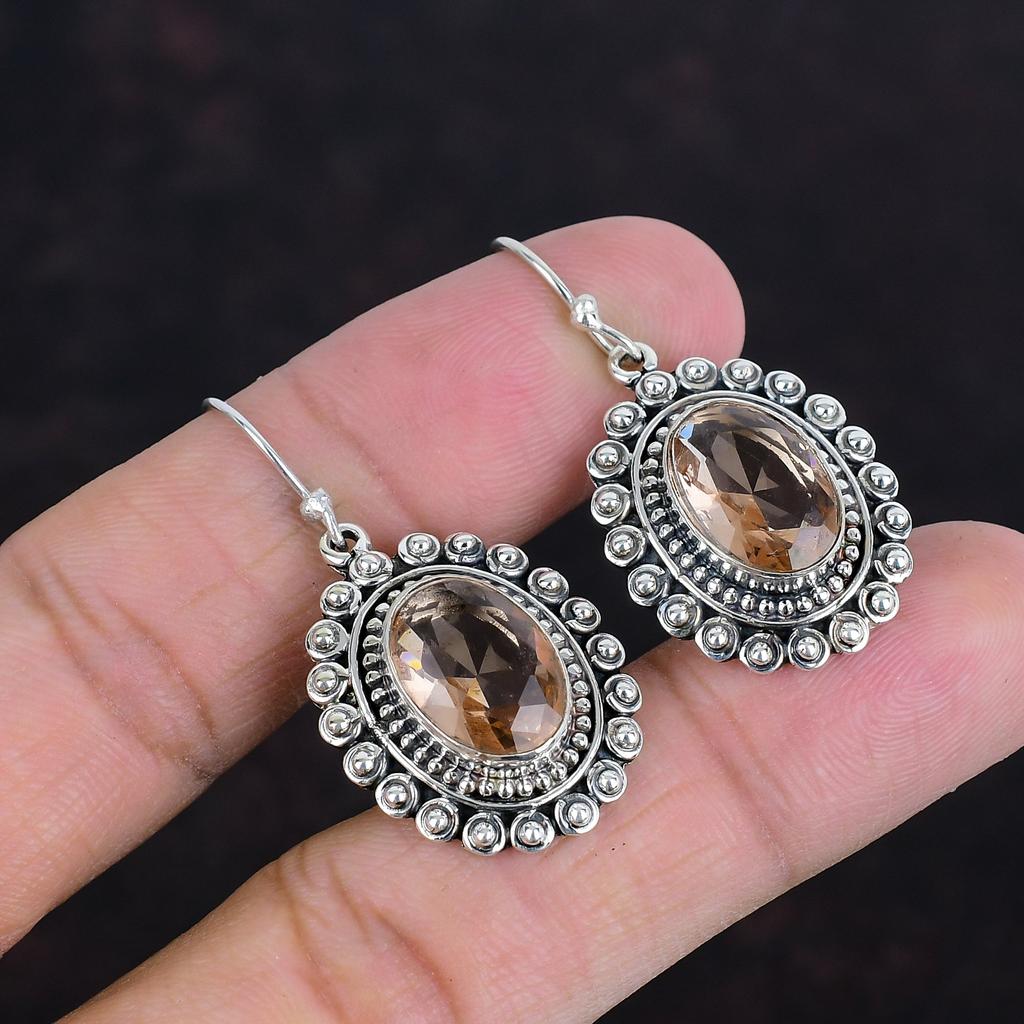 Faceted Morganite Earrings Gemstone Earring Vintage Jewelry 925 Sterling Silver Earring Handmade Jewelry Brand New Earring Gifts For Mother