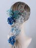 Hair Ornament for and and Gold Coming-of-Age Ceremonies, Graduations, Weddings Hydrangea, Baby's Breath, Pearl, Mizuhiki, Blue, White, Silver,