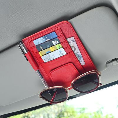 Car Sun Visor Organizer Multi-Pocket Business Card Storage Management Sunglasses Holder Visor Accessories Auto Interior
