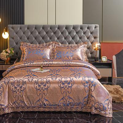 Ensemble de literie en satin jacquard de luxe Style baroque avec bordure en dentelle Ensemble de housse de couette Taille King Queen pour la décoration de la maison 2 taies d'oreiller