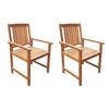 Patio Chairs Garden Chairs 2 Pcs Solid Acacia Wood Brown