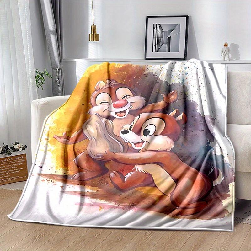 1pc, Chip and Dale Watercolor Art Blanket - Seasonal Decorative Throw for Home, Warmth and Comfort, Soft Flannel Throw Blanket, Living Room,