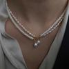 A Two-in-one product/Natural Millet pearl14K Gold-plated Necklace, a Delicate and Understated Clavicle Chain for Women, In a Cool and Minimalist