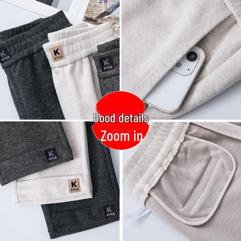 Damskie spodnie z wysokim stanem, z mieszanki wełny, z prostymi nogawkami, pogrubione, petite, długość 9/10 na jesień/zimę 2024