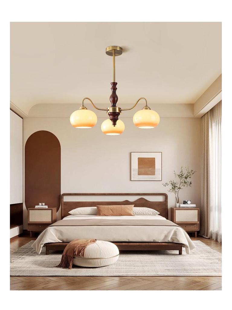 Wabi-Sabi Vintage Persimmon Pendant Light - Retro Solid Wood Eye-Protecting Fixture for Living Room, Study, Bedroom