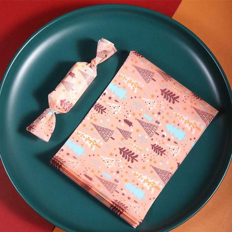 

100Pcs Christmas Series Printed Handmade Nougat Candy Packaging Oil Papers Milk Taffy Wrapper Xmas Party Gift Decoration 9x12.5cm