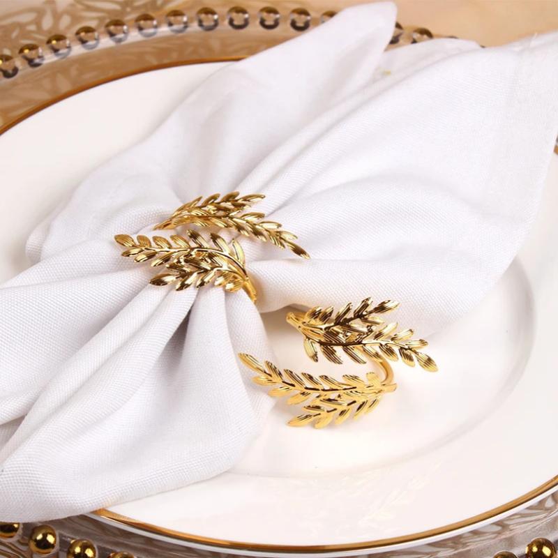 Gold Wheat Napkin Rings Metal Leaf Napkin Holder For Harvest Festival Fall Christmas Thanksgiving Dinner Table Decoration
