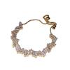 Bright Colored Gemstone Bracelet, 18K Gold Plated Irregular Full Diamond Zircon Bracelet, Open Bracelet Colored Sapphire