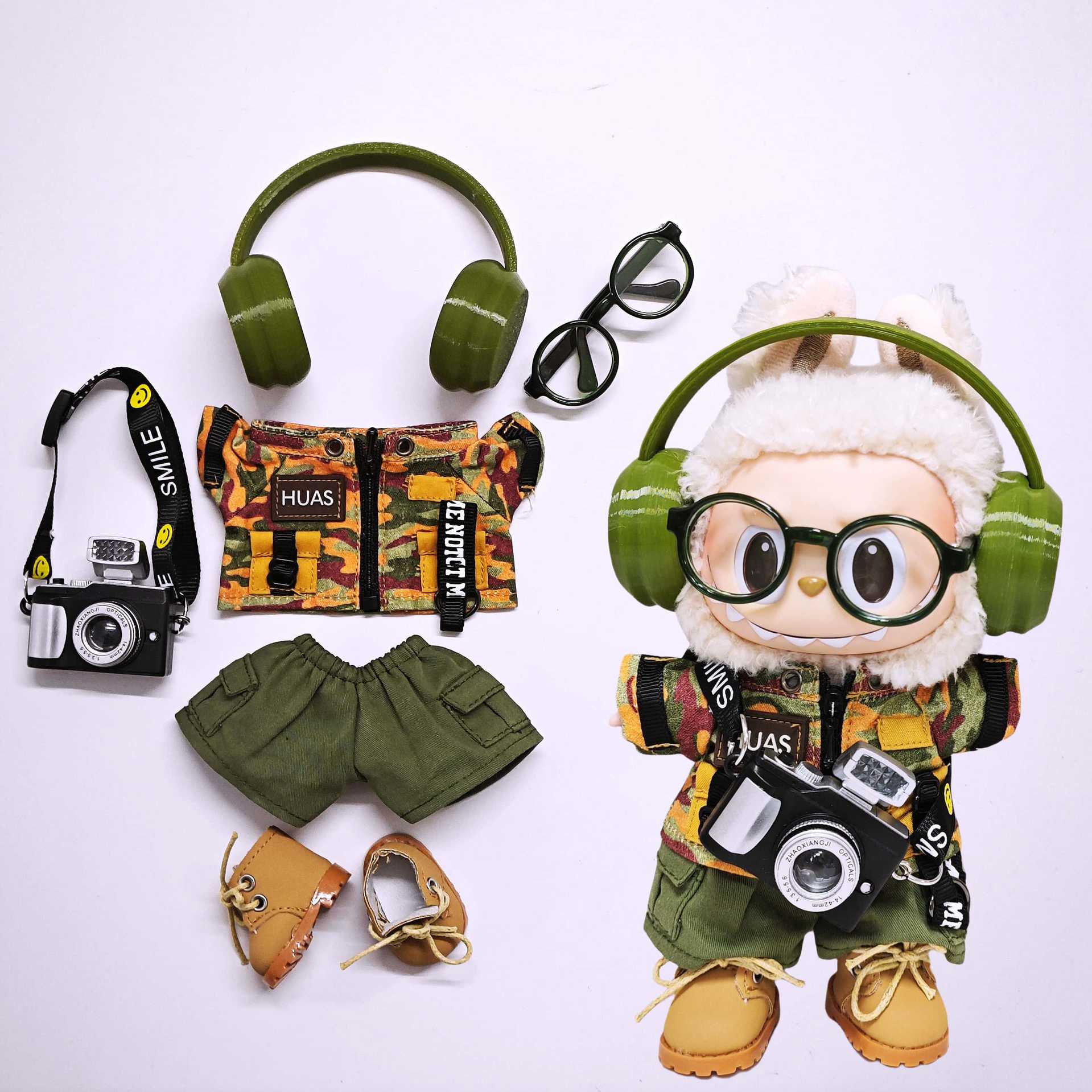 

Одежда для куклы Лабубу Новая мода Камуфляжный комбинезон Костюм Модная одежда для куклы Clothing only, excluding dolls