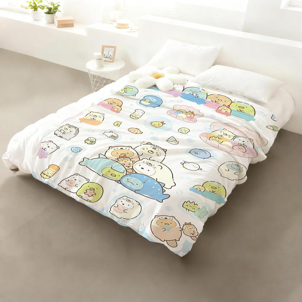 

S-Sumikko Gurashi Anime Throw Flannel Throw Blanket: Soft Kid-Friendly Warm Anti-Static All Season Washable Couch Bed Home 75x90cm
