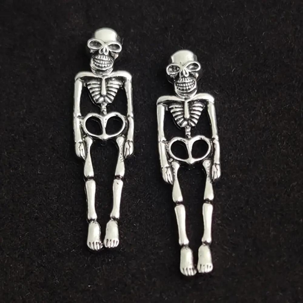 

Retro Removable Stud Earrings,Halloween Skeleton Design Stud Earrings,Holiday Party Decorations античный серебряного