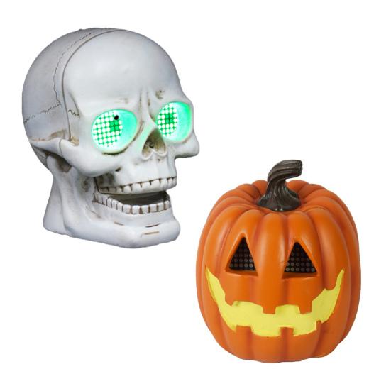 Halloween Pumpkin Lantern Resin Light Up Pumpkin/Skull Figurine LED Pumpkin Lamp