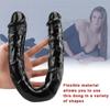 Black Double Head Dildo Dick Realistic Blood Vessel Imitation Penis Imitator for Man Woman No Vibrator Masturbation Adult Toys