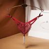 Transparent Sexy Low-Rise Embroidery Love Heart Underwear Thongs Lingerie Pearl Massage Panties