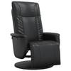 Recliner Chair with Footrest Black Faux Leather
