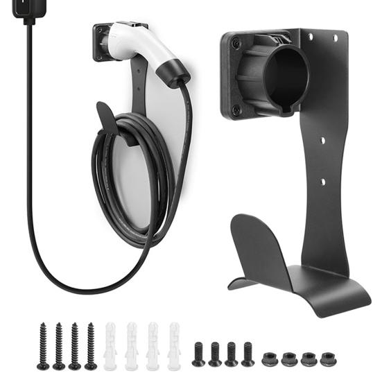 Electric Vehicle Charger Holder Wall-Mounted Bracket Anti-Cut Curved Edges Electric Vehicle Charger Hook for J1772 Socket Holster Base
