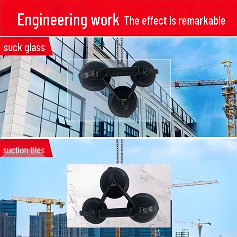 Heavy-Duty Aluminum Alloy Triple-Claw Glass Handling Suction Cup Tool