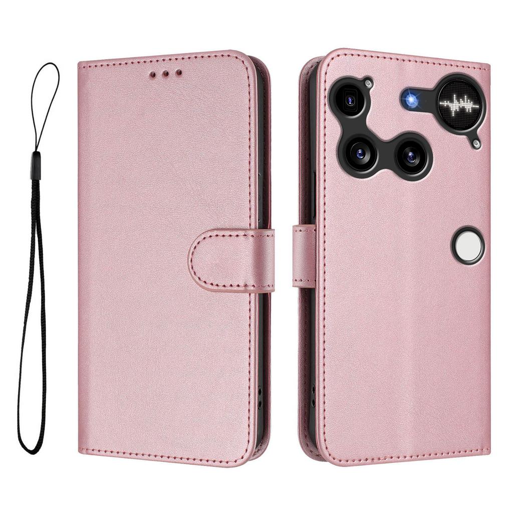 Semmiért Telefon (3) 5G Pénztárca Tok RFID Blokkoló Borjúbőr Textúrájú Bőr Álló Telefonvédő Szíjjal