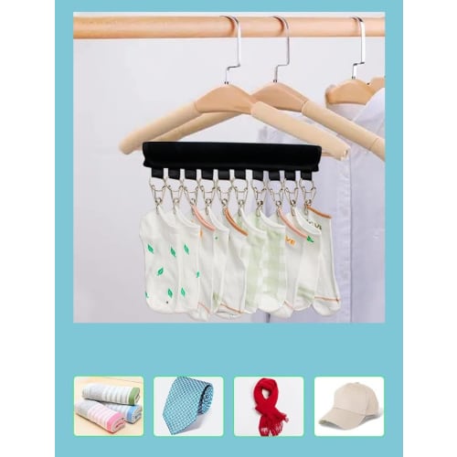 Portable Travel Hangers, Foldable, Perfect for Travel, Hospital Use, Drying Clothes, Laundry Storage (Black, Set of 2)