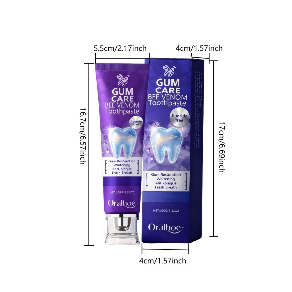 Oralhoe Bee Venom Toothpaste For Fresh Breath, Gentle Daily Cleaning, Supports Gum Health And Tooth Enamel, Mint Flavor, 100g