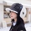Winter Thick Earmuff Peaked Cap Korean Vintage Plush Warm Short Brim Cap