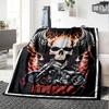 Skull Wings Flame Motorcycle Home Customize Your Name Blankets Soft Comfortable Lightweight Allseason Multiuse Throw Blanket For Couch Office Bed