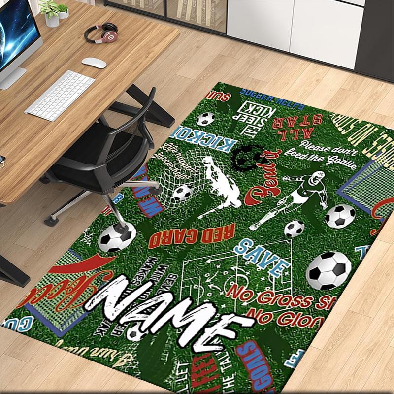 Benutzerdefinierter Fußball-Teppich mit Namen, für Bürostuhl, Wohnzimmer, Schlafzimmer, Küche, Dekor, Geschenke.