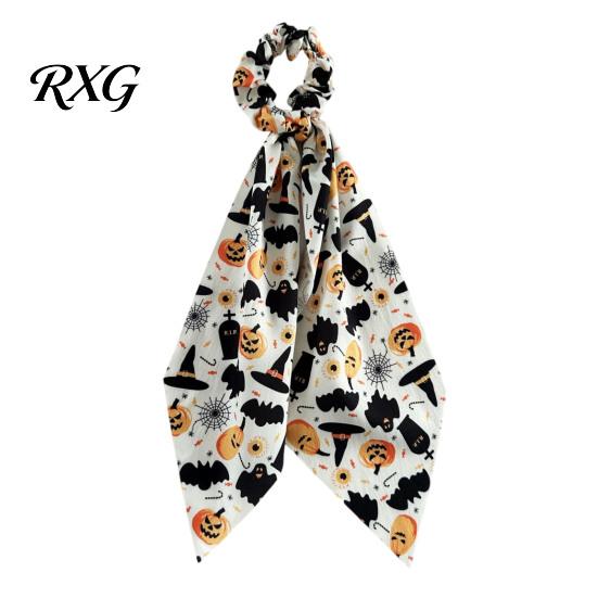 Colorful Hair Tie Halloween Satin Scrunchies for Women, Funny Pumpkin Printed Elastic Ties, Scrunchie Soft Ponytail Holders, Decorative Accessories