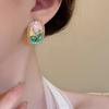 Ins Style High Sense Monet Garden Baroque Pearl Design Stud Earrings Temperament Earrings New Versatile Earrings