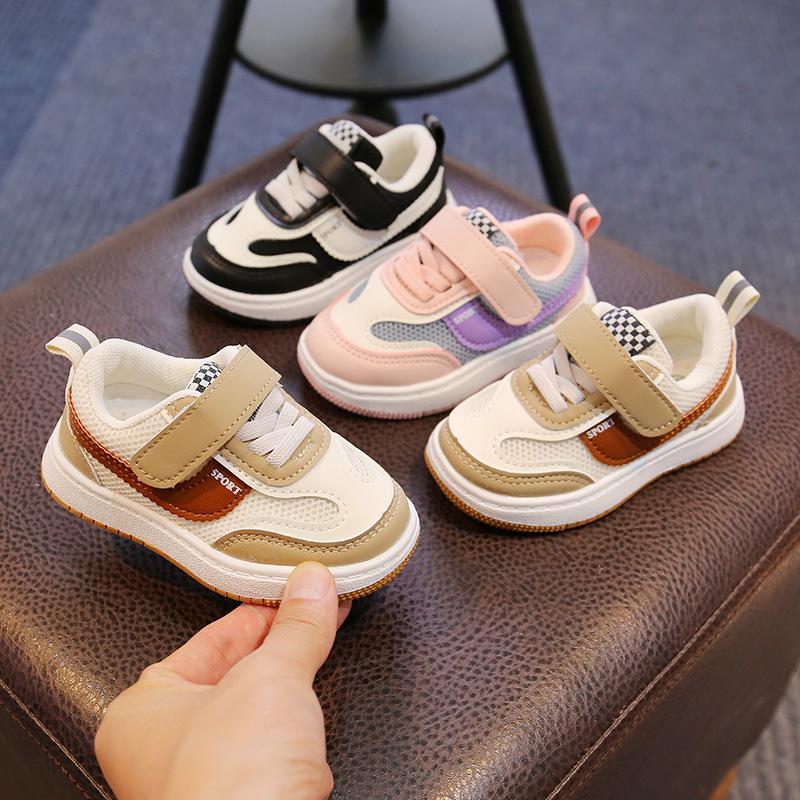 Foreign trade children's sports shoes breathable mesh shoes men's and women's little white shoes baby toddler shoes single shoes breathable and com