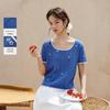 INMAN French Embroidered Hollow Knit Short-Sleeve Top