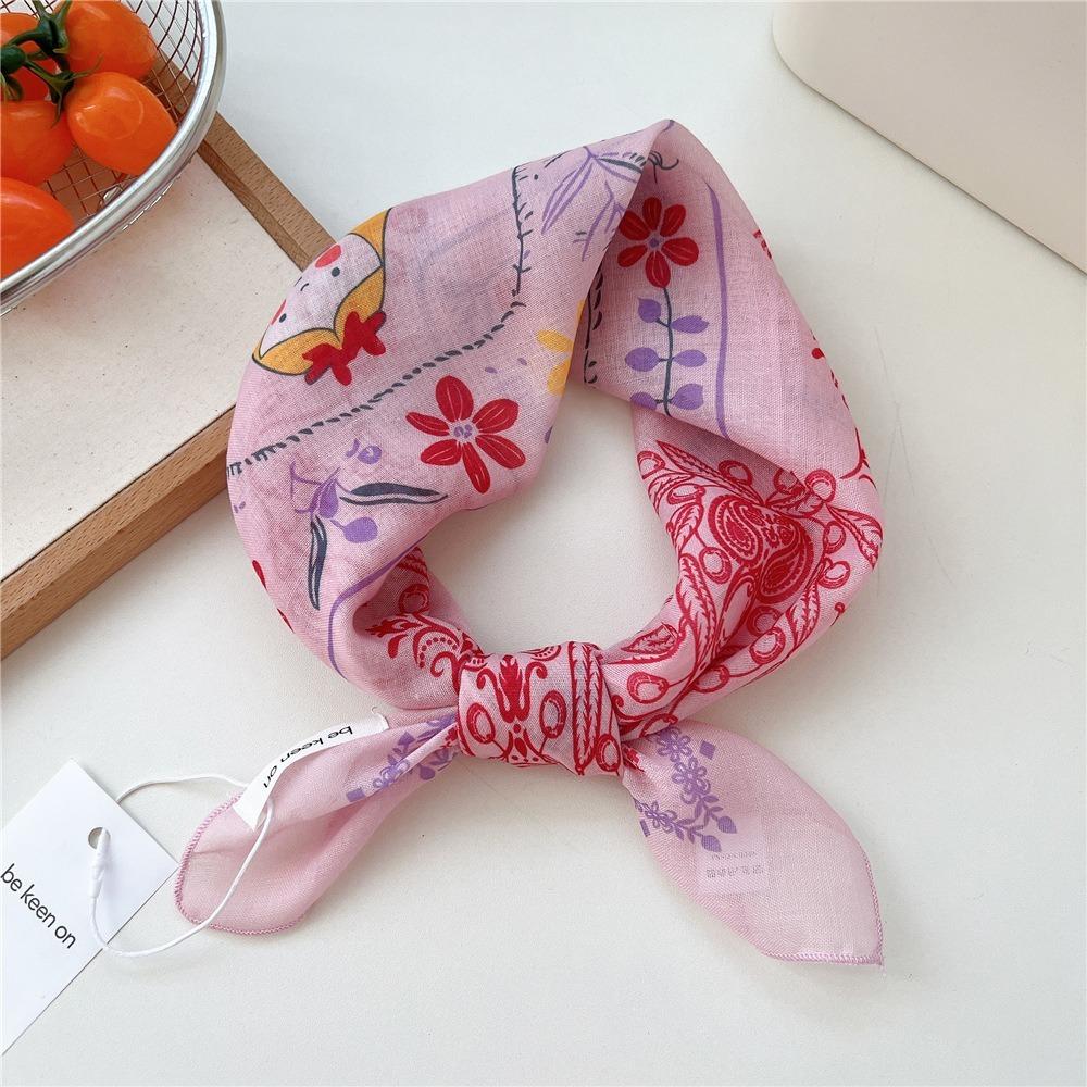 Flower Floral Print Scarves Kerchief Bandanas 55cm Headscarf Hair Ribbon Accessories  for Women