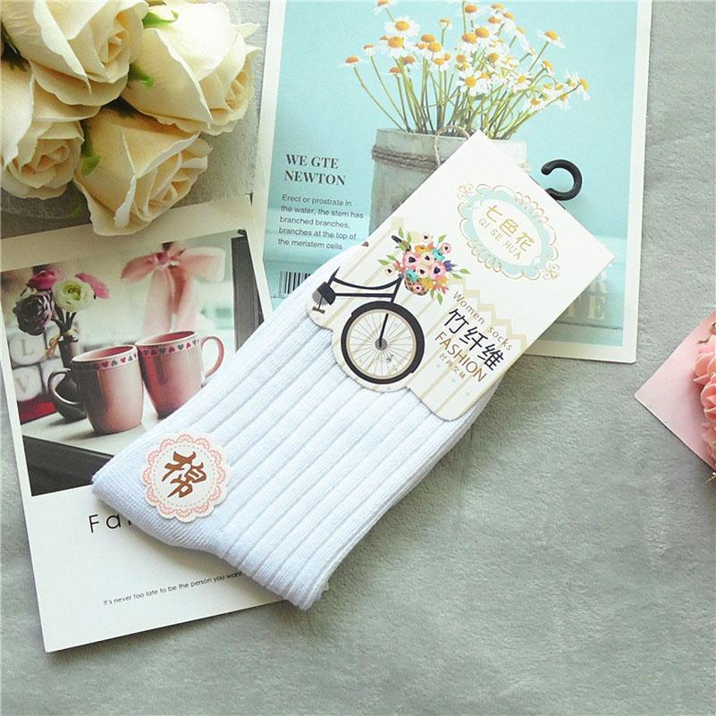 3 Paar Qualitäts-Bambusfaser Damen Socken Atmungsaktiv Deodorant Baumwollsocken Damenmode Bonbonfarbe Mittelrohrsocken Calcetines