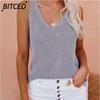 Women's Fashion Casual Solid Color Print Sleeveless V Neck Blouses & Shirts